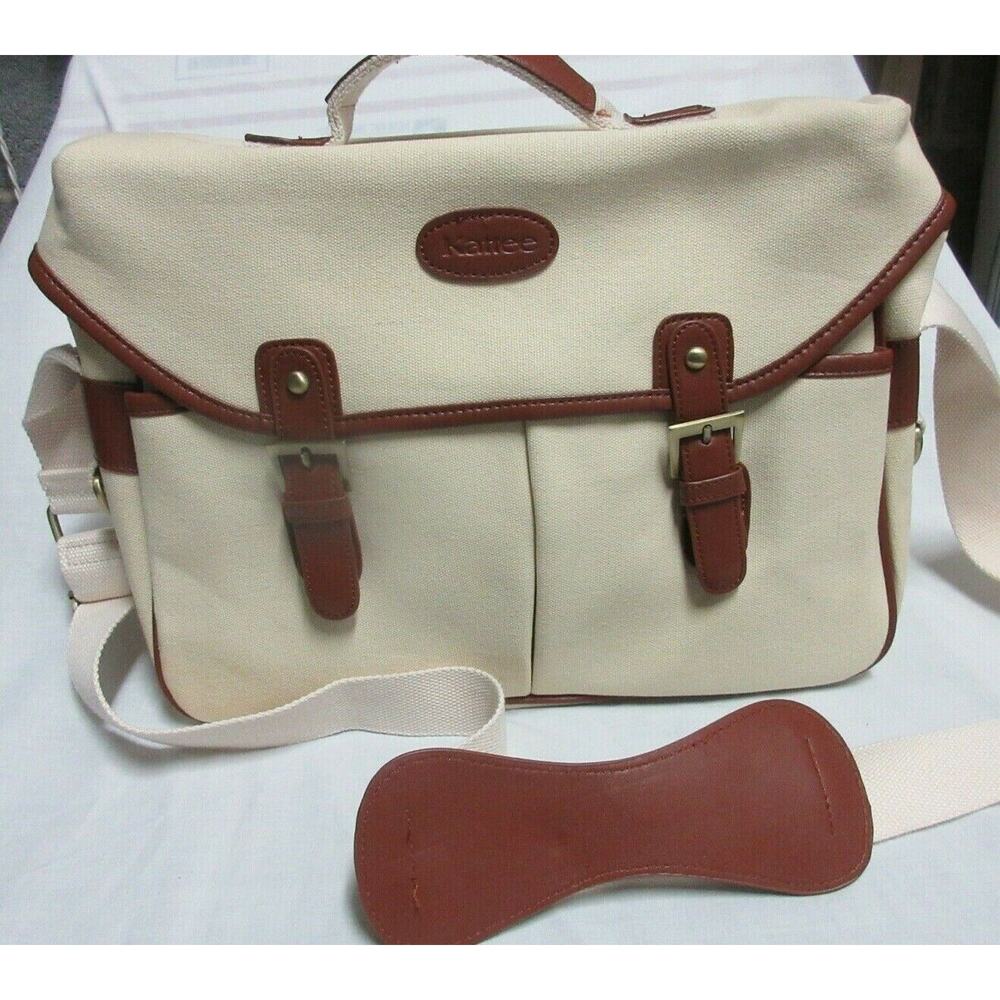KATTEE Canvas Cross Body Satchel/Purse with 3 Bottle Insert Holder